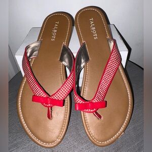 Talbots Red Checkered Women's Sandals - sz10 (P23)